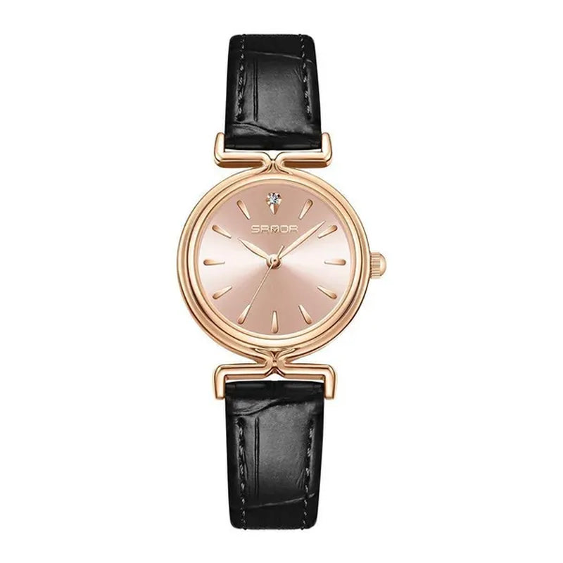 SANDA Brand 1124 Retro Fashion Elegant Watch for Women Unique Minimal round Dial Design Ladies Quartz Watch